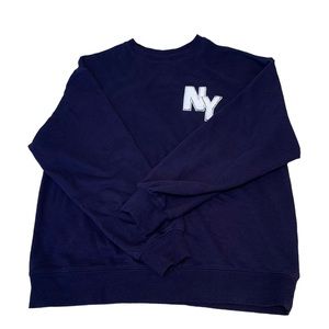 H and M / Divided crewneck. Navy blue with “NY” patch. XS, good condition